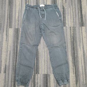 Freeworld Drawstring Cuffed Washed Black Chino Pants Size M